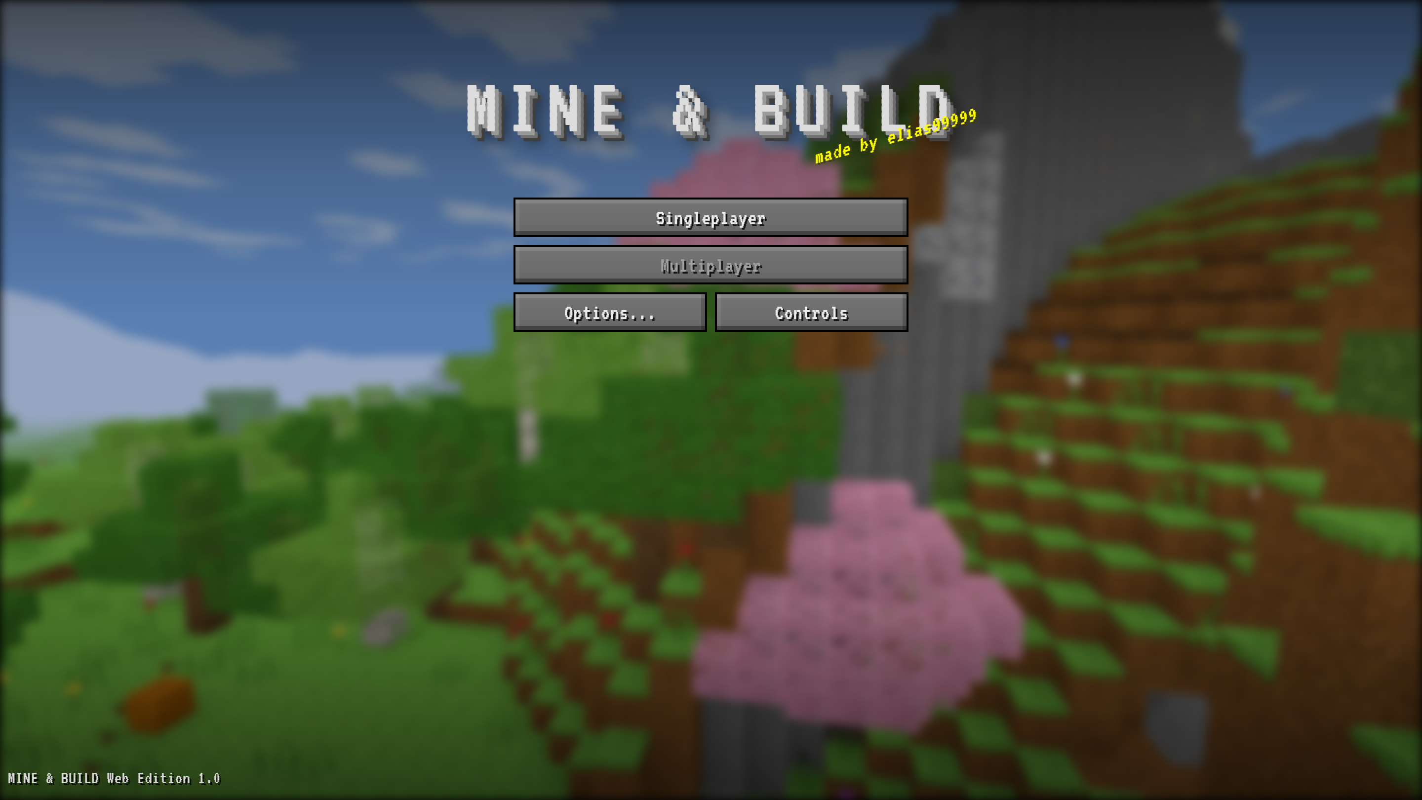 Screenshot of the Mine & Build voxel sandbox game running in the browser